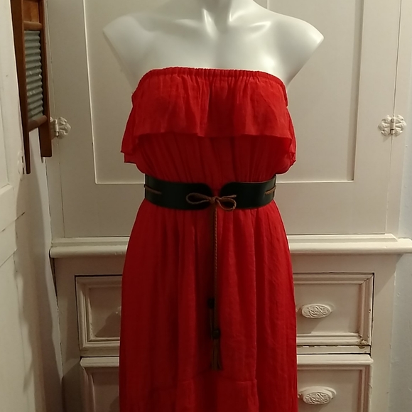 Annabelle orange strapless peasant dress SzM - Picture 2 of 8